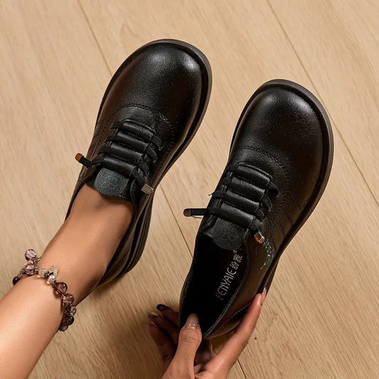 Mocassins à lacets femme Momount – cuir round-toe flatform confort décontracté