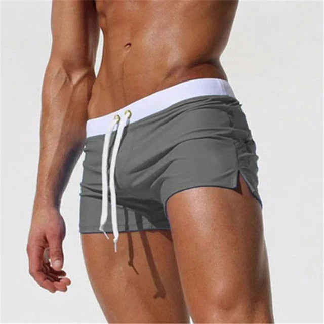 Momount Men Swim Shorts – Drawstring Zipper Pocket Slim Fit Quick Dry