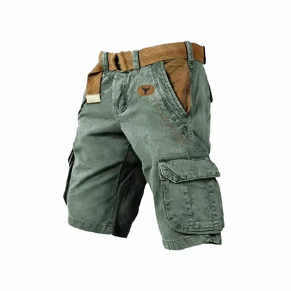 Pantalones Cargo de Hombre – Pantalón Corto de Algodón Lavado con Cinturón a la Rodilla