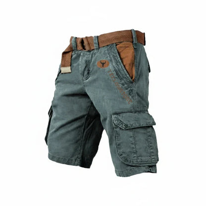 Pantalones Cargo de Hombre – Pantalón Corto de Algodón Lavado con Cinturón a la Rodilla