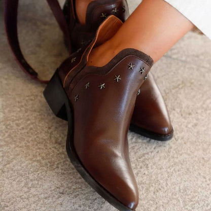 Seraphina | Western Studded Leather Ankle Boots