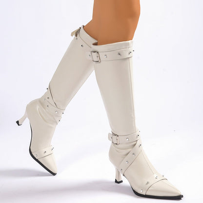 Bellarosa | Western Buckle Leather Kitten Heel Boots
