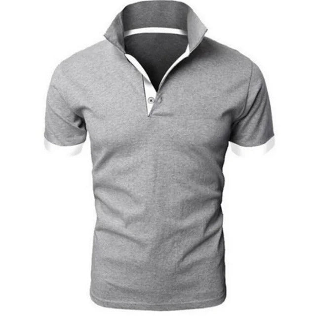 Momount herrepolo – stående krave med kontrastknapstolpe i slim fit