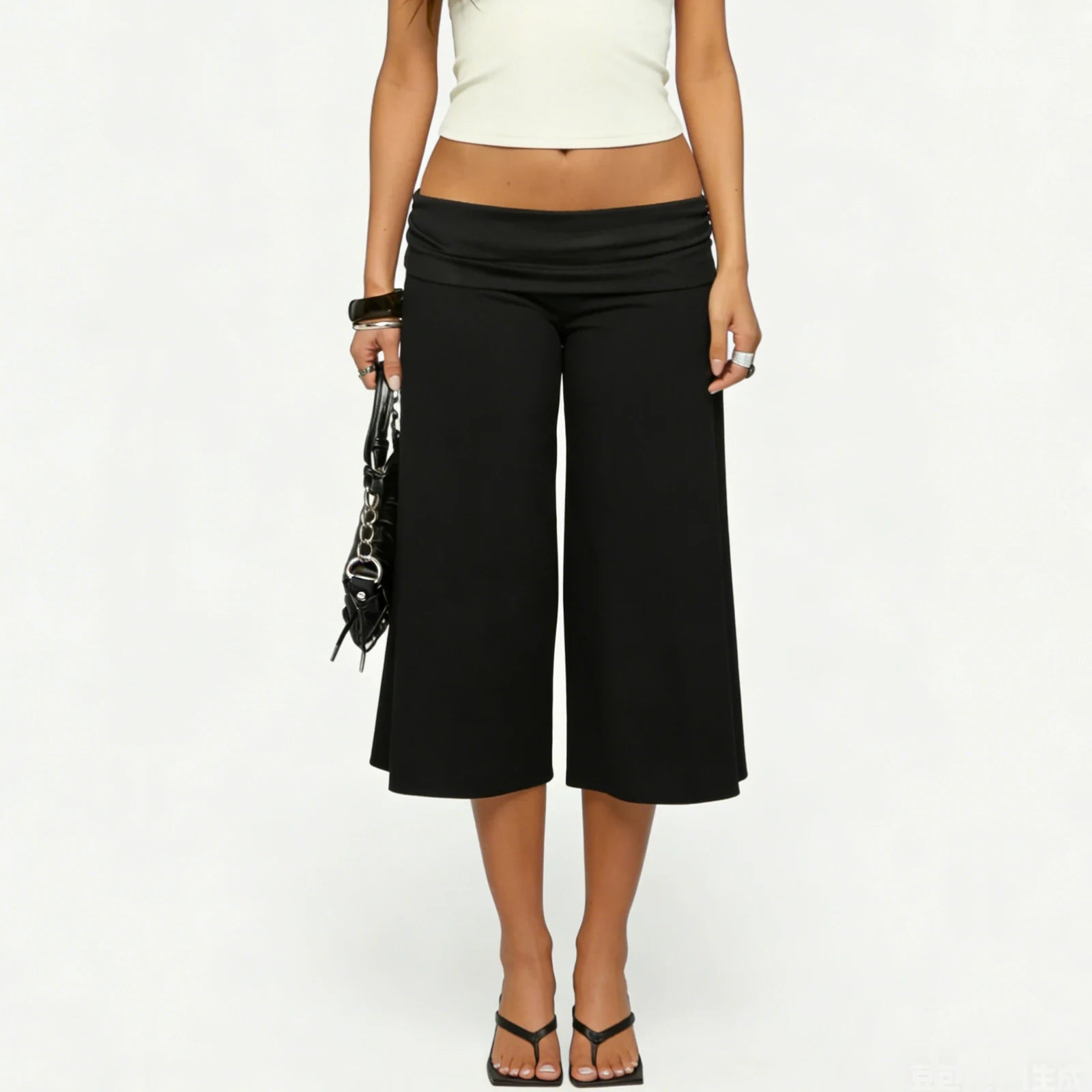 Momount Women Wide Leg Capri Pants