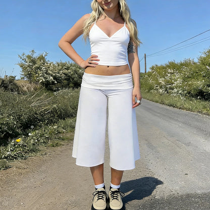 Momount Women Wide Leg Capri Pants