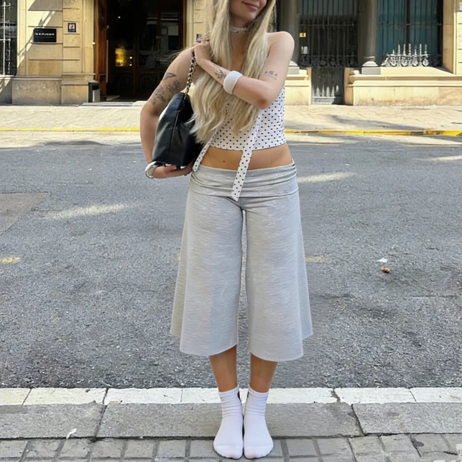 Momount Women Wide Leg Capri Pants