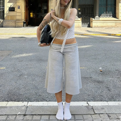 Momount Women Wide Leg Capri Pants
