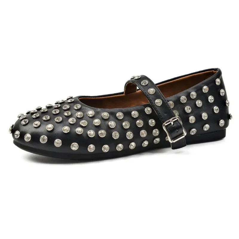 Momount Women Rhinestone Ballet Flats
