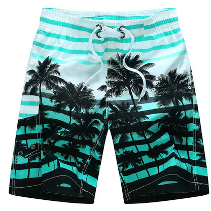 Momount Men Swim Shorts – Geometric Print Drawstring Knee Length Surf