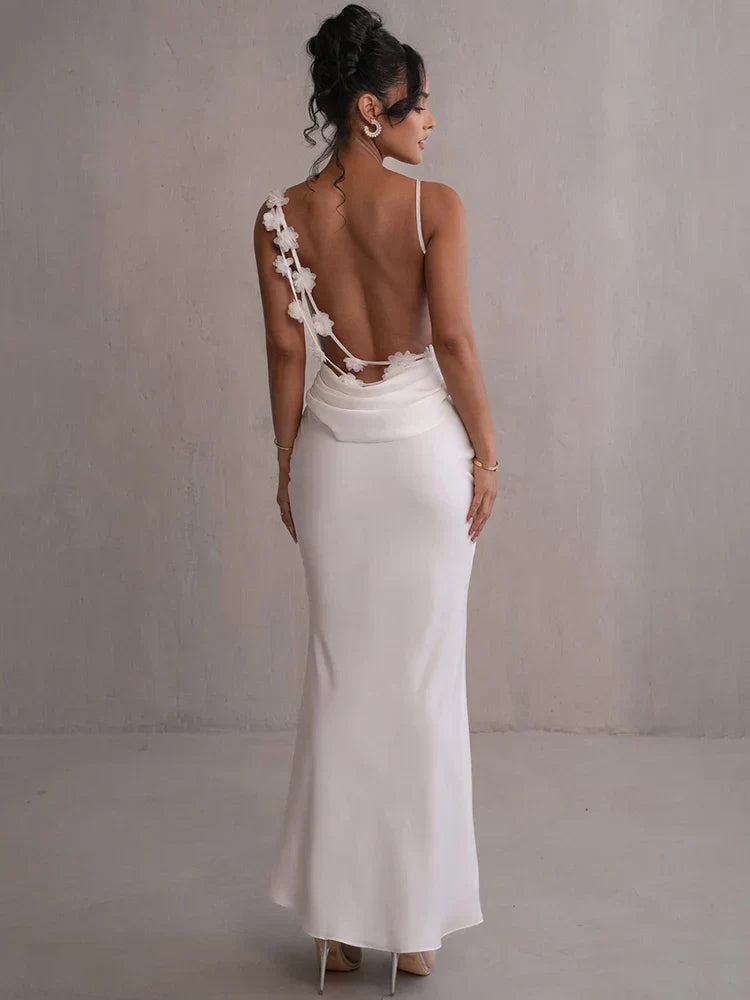 Serenity | Elegant Satin Cowl Neck Bodycon Maxi Dress