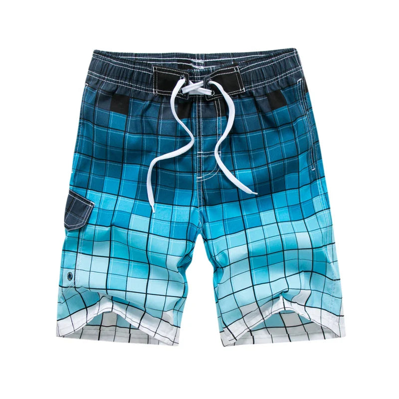 Momount Men Swim Shorts – Geometric Print Drawstring Knee Length Surf