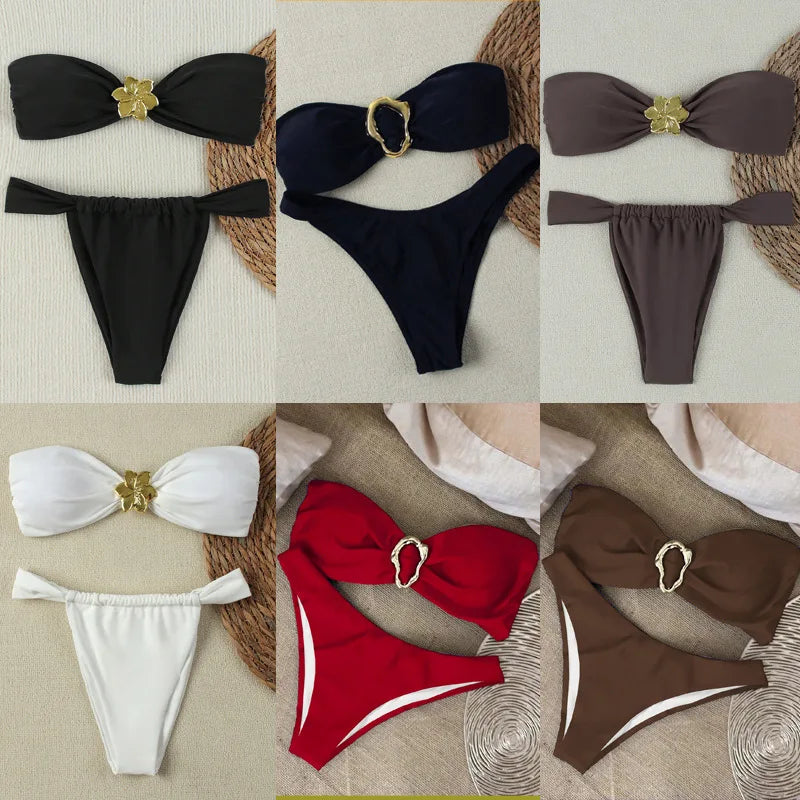 Momount Women Bandeau Bikini Set