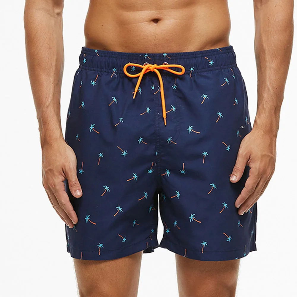 Momount Men Swim Shorts – Kiwi Print Drawstring Quick Dry Mid Length