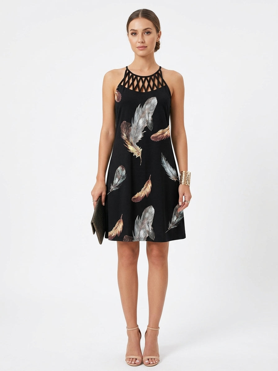 Gabriella Summer Midi Dress | Chic, Casual, Vibrant - Noir2 - front