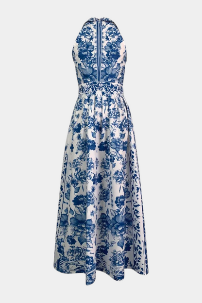 Momount Women’s Floral Maxi Dress – Halter Neck Sleeveless Elegant