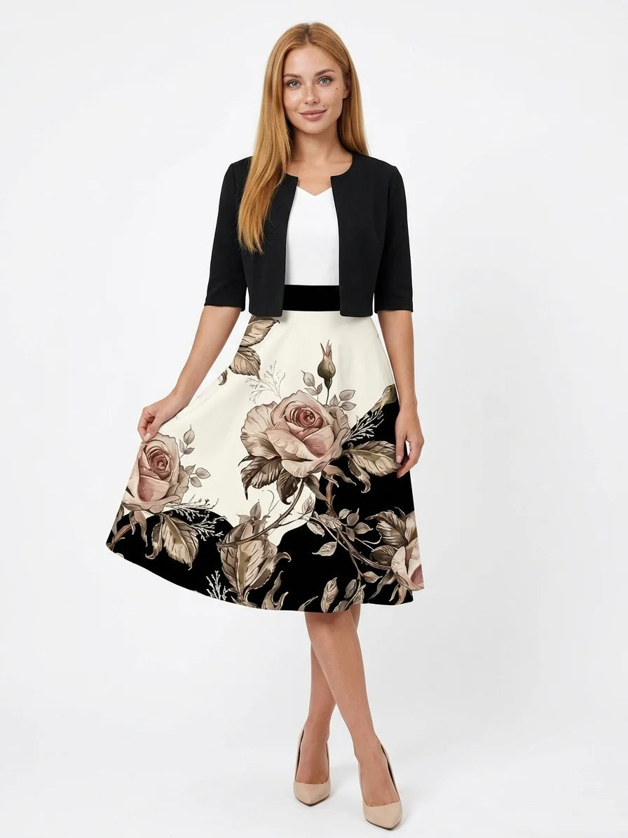 Estrella Blazer & Midi Dress Set | Summer Polish, Two-Piece - Beige - front