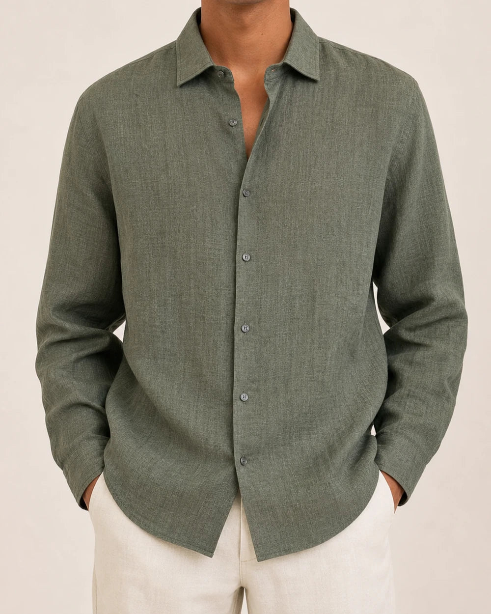 Dark green linen shirt - product image