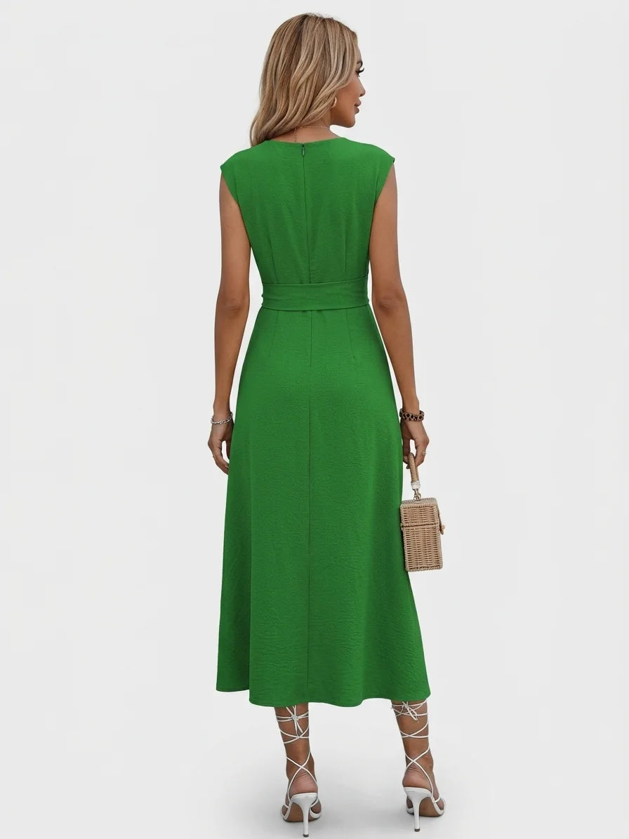 Alejandra Refined Dress | Subtle Elegance, Everyday Polish - Green - back