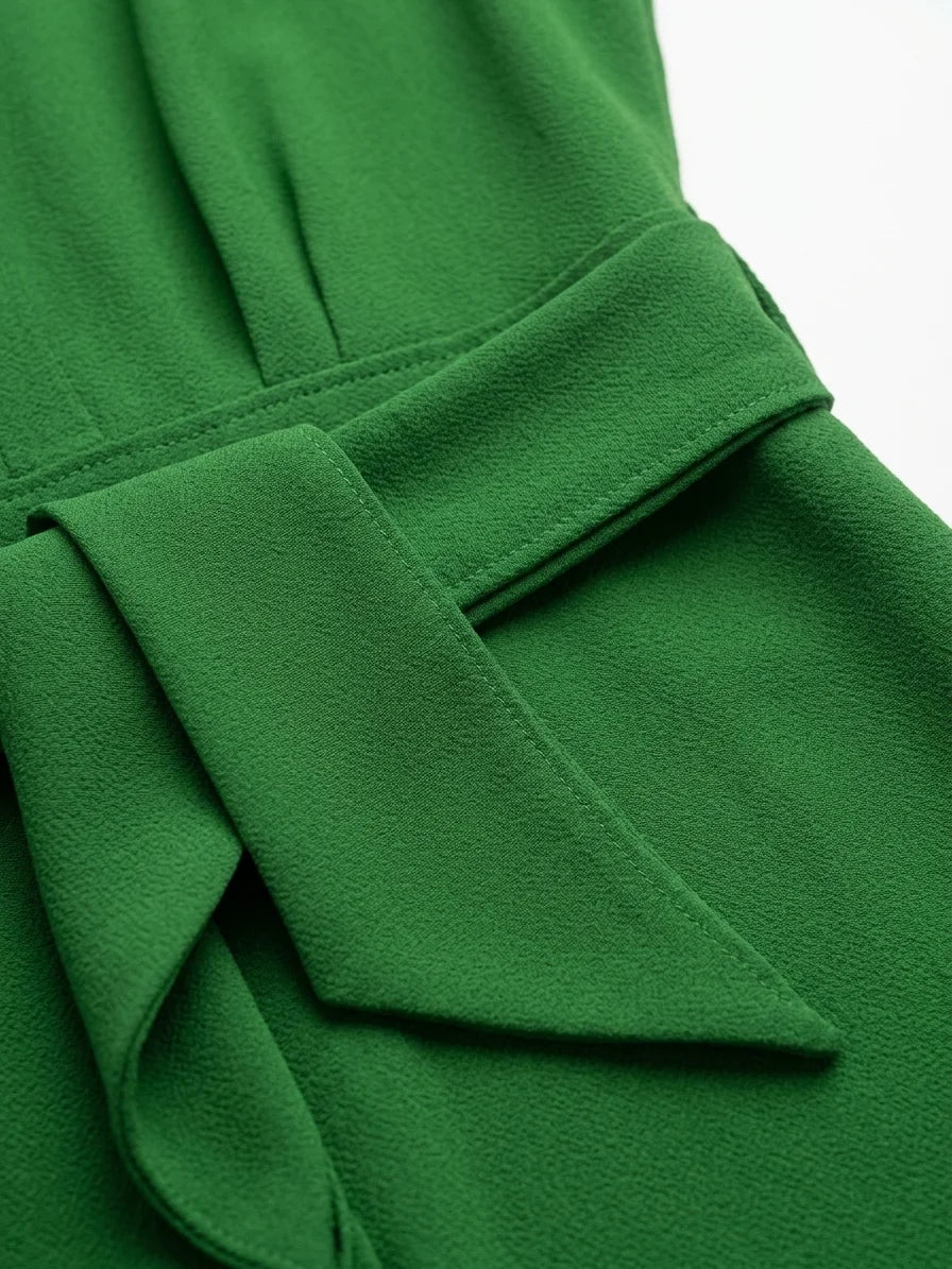 Alejandra Refined Dress | Subtle Elegance, Everyday Polish - Green - detail
