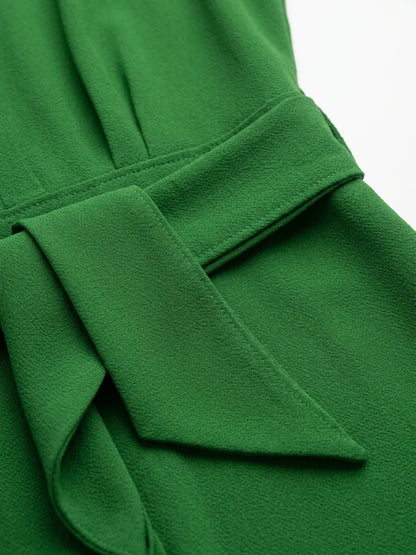 Alejandra Refined Dress | Subtle Elegance, Everyday Polish - Green - detail