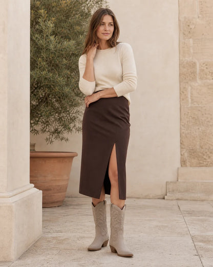 Women's Gracia sand western boots, full European styling.