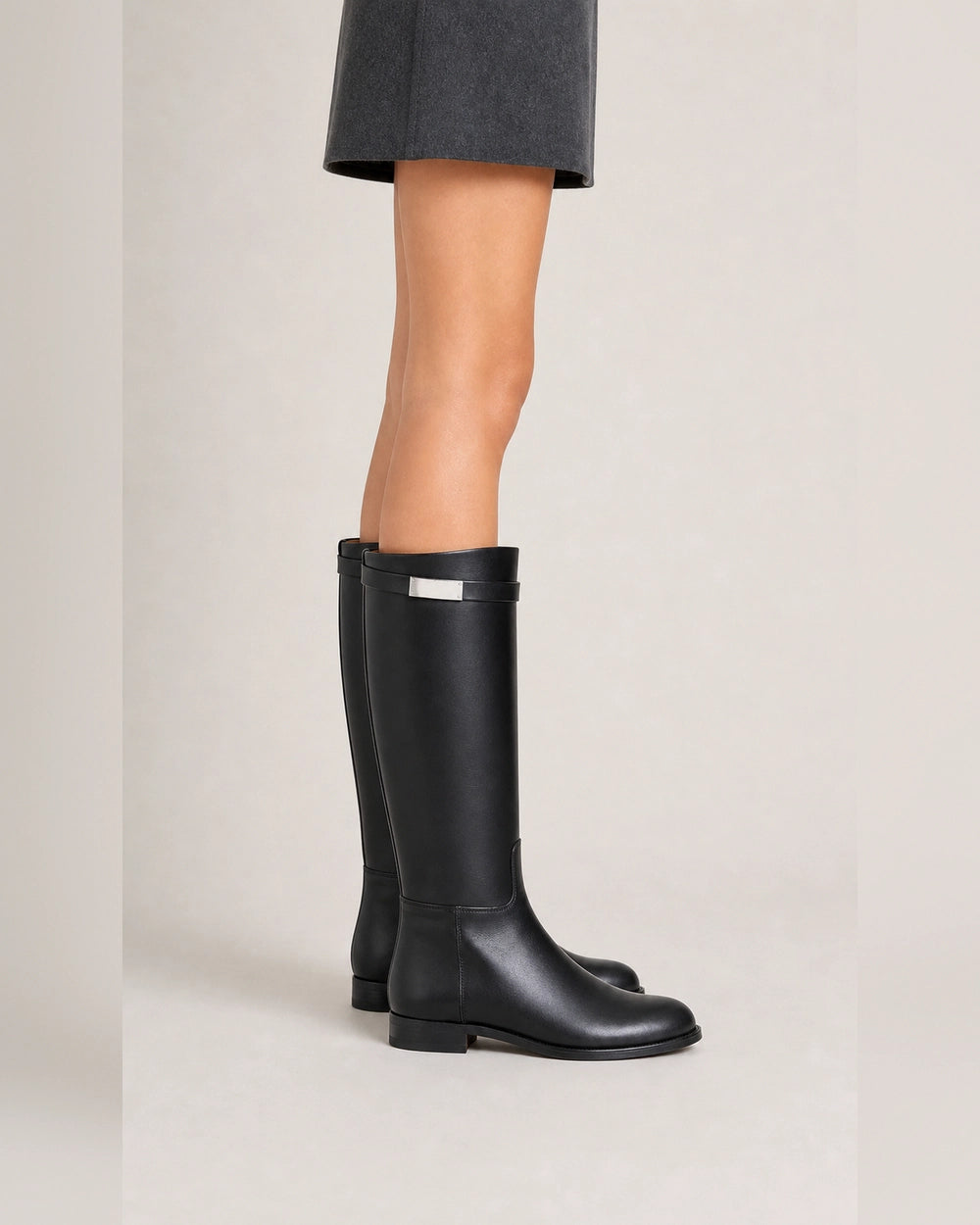 Winter Knee-High Riding Boots, black lateral profile. — jade-black-03-lateral-profile.webp