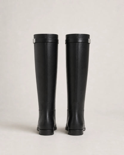 Winter Knee-High Riding Boots, black rear/top. — jade-black-04-rear-view.webp