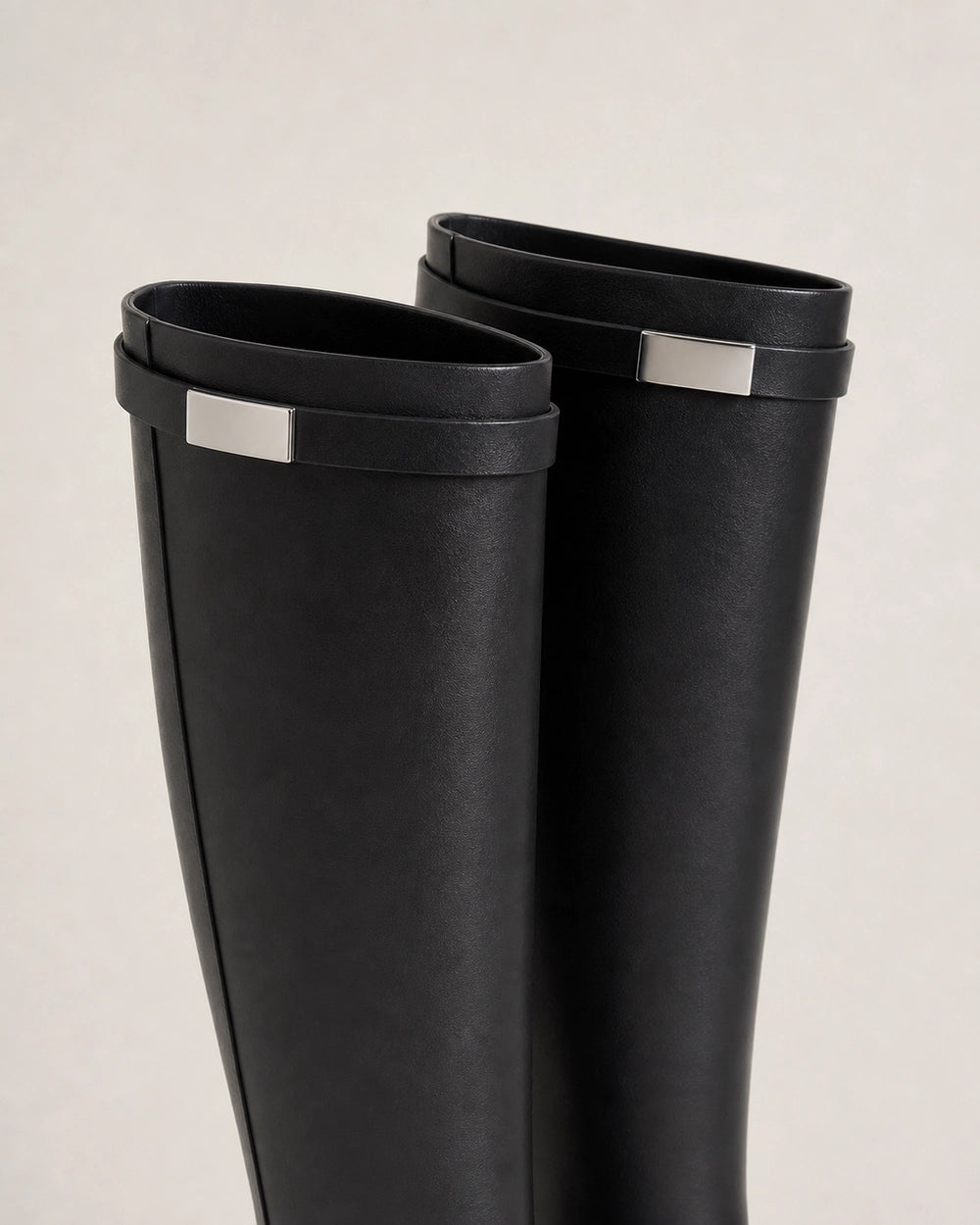 Winter Knee-High Riding Boots, black detail. — jade-black-05-top-strap-detail.webp