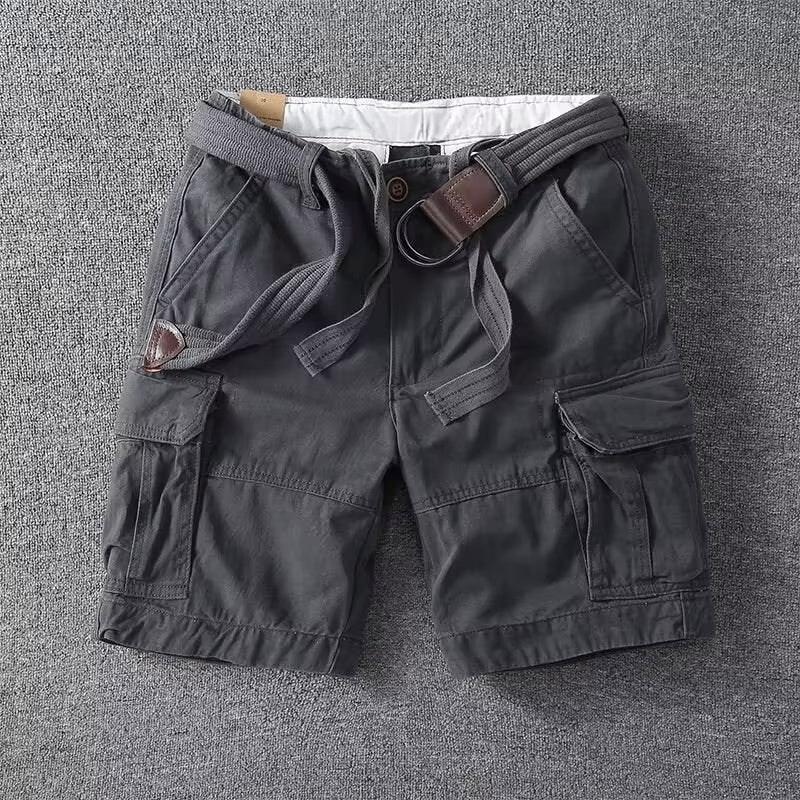 Klassiske herrecargoshorts – Bomuld med bælte og knaplukning