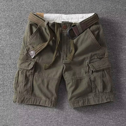 Klassiske herrecargoshorts – Bomuld med bælte og knaplukning