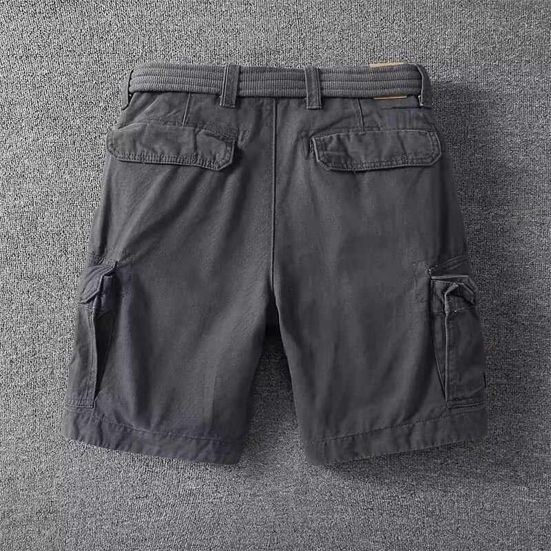 Klassiske herrecargoshorts – Bomuld med bælte og knaplukning