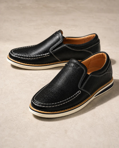 Mocassins homme cousus main à enfiler avec empiècements élastiques — image 2