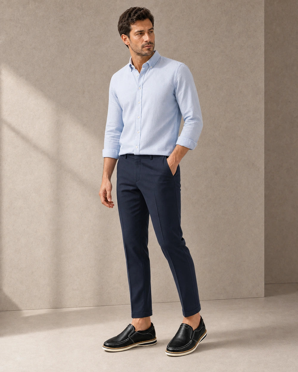 Mocassins homme cousus main à enfiler avec empiècements élastiques — image 7