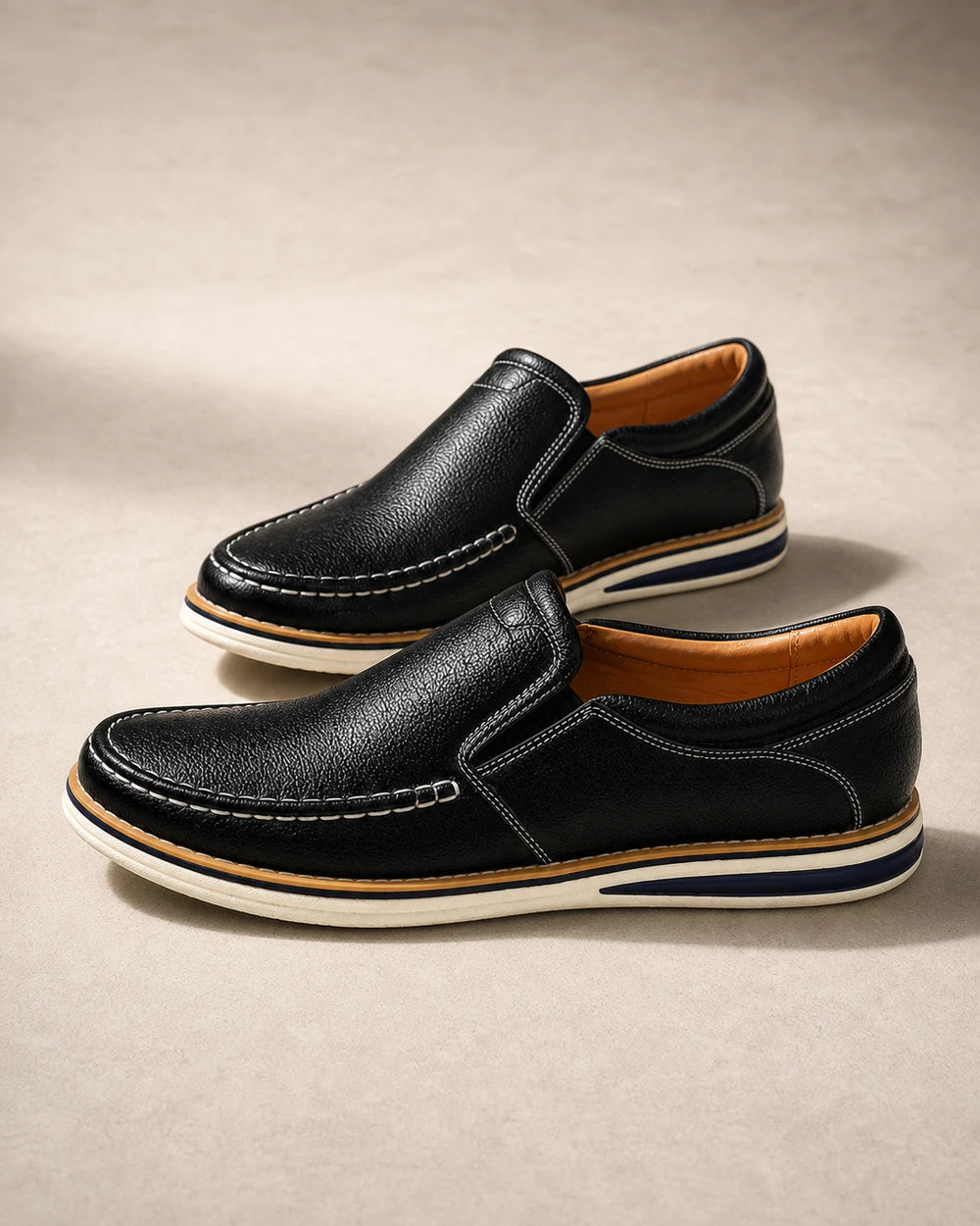 Mocassins homme cousus main à enfiler avec empiècements élastiques — image 8