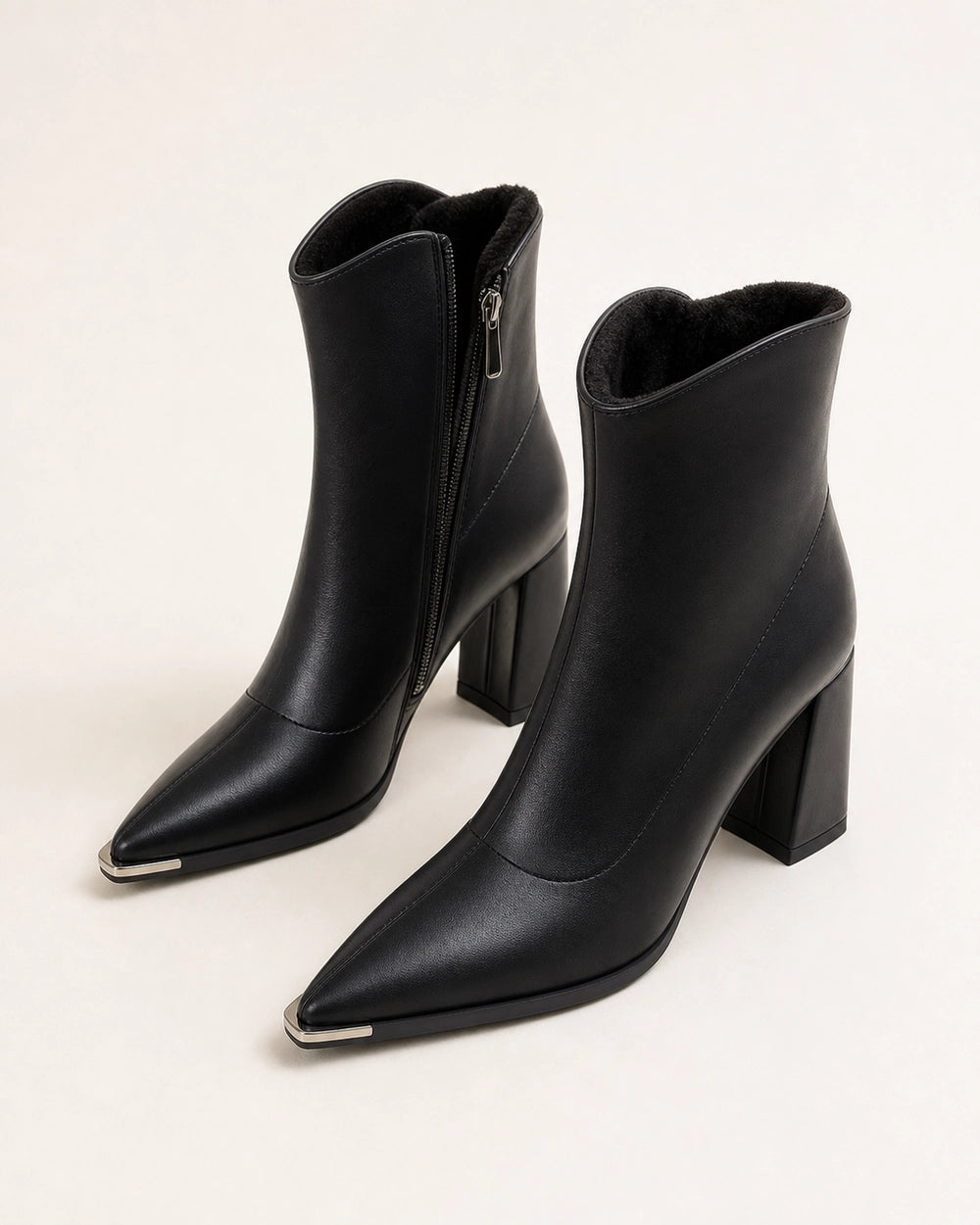 Chrome Toe Pointed Ankle Boots, black fleece-lined hero. — merle-black-fleece-07-variant-hero.webp