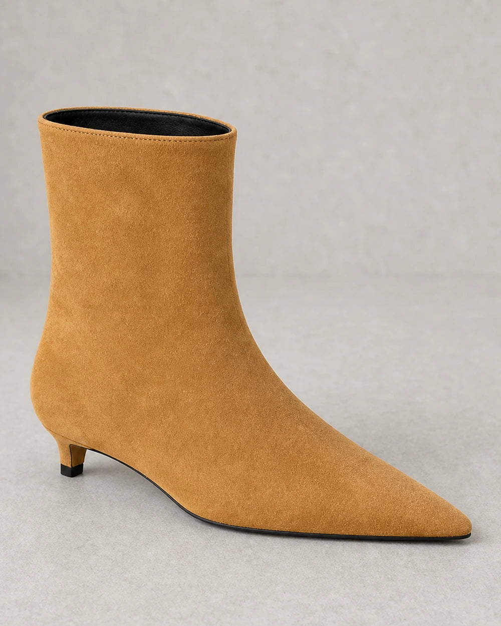 Elegant Pointed Toe Ankle Boots, light brown detail. — mila-light-brown-05-construction-detail.webp