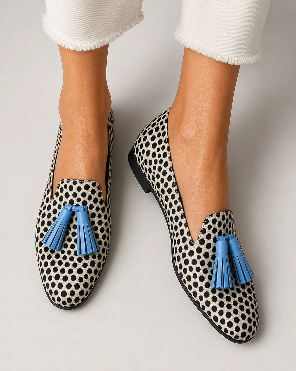 Mocassins femme animaliers à pampilles bleues — image du produit 5