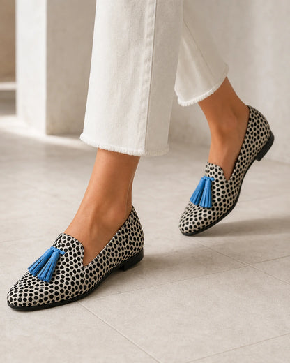 Mocassins femme animaliers à pampilles bleues — image du produit 7