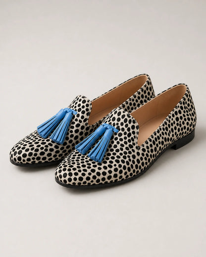 Mocassins femme animaliers à pampilles bleues — image du produit 9