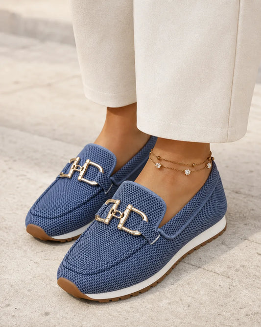 Mocassins femme bleu marine à double mors — image du produit 1