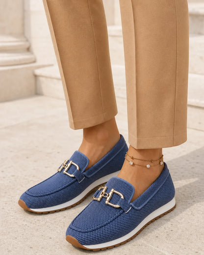 Mocassins femme bleu marine à double mors — image du produit 2