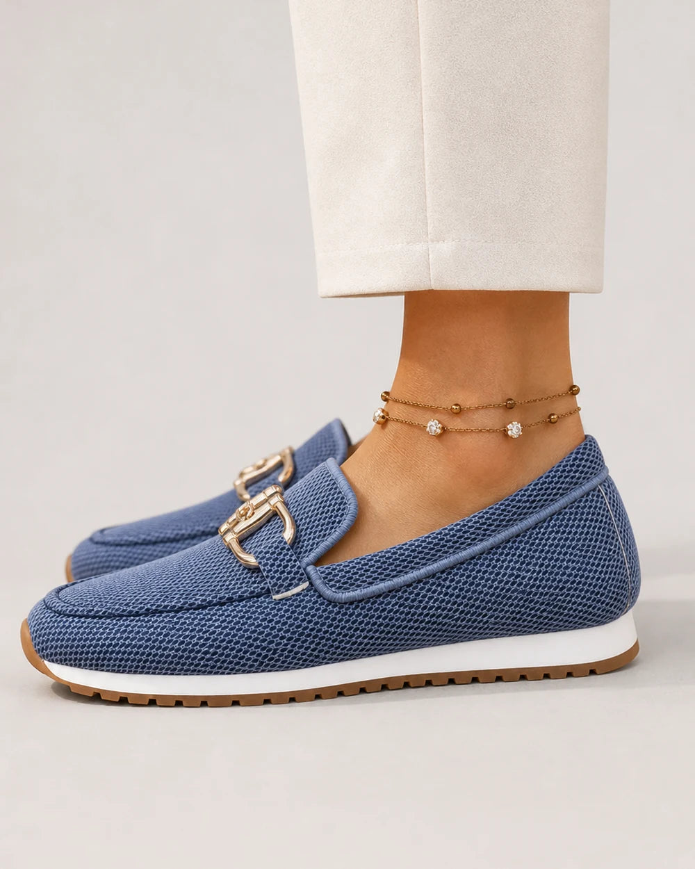 Mocassins femme bleu marine à double mors — image du produit 4