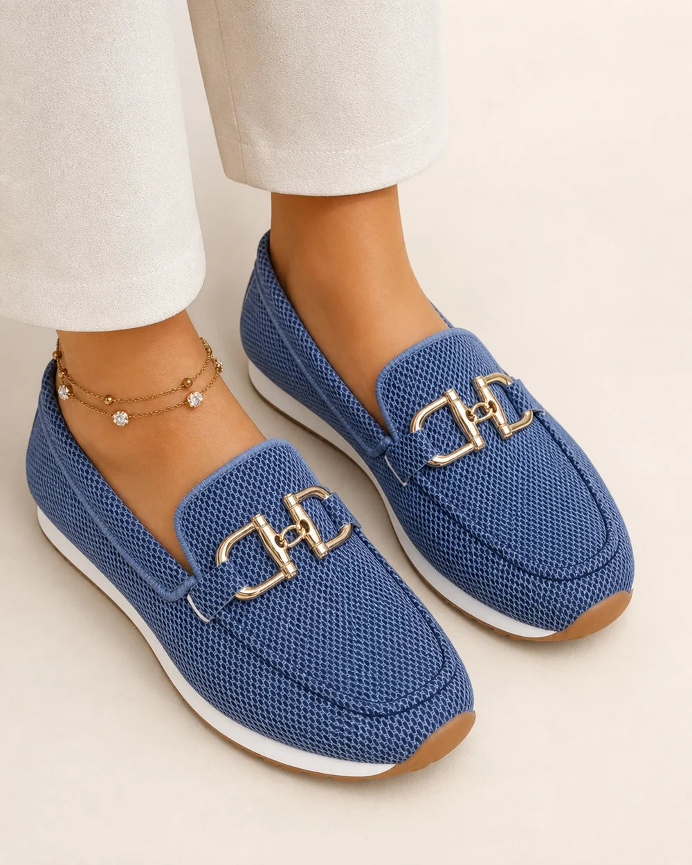 Mocassins femme bleu marine à double mors — image du produit 5