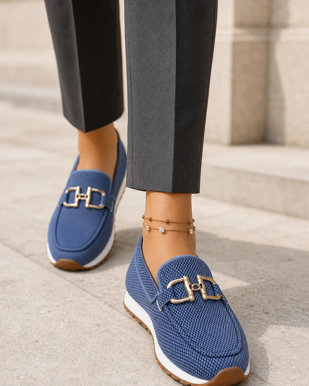 Mocassins femme bleu marine à double mors — image du produit 7