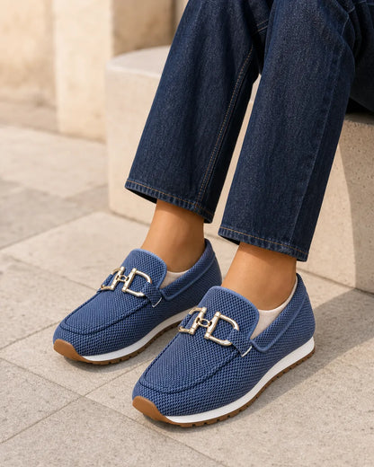 Mocassins femme bleu marine à double mors — image du produit 8