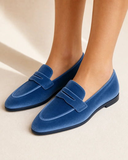 Mocassins femme bleus à bride ton sur ton — image du produit 1