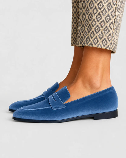 Mocassins femme bleus à bride ton sur ton — image du produit 4