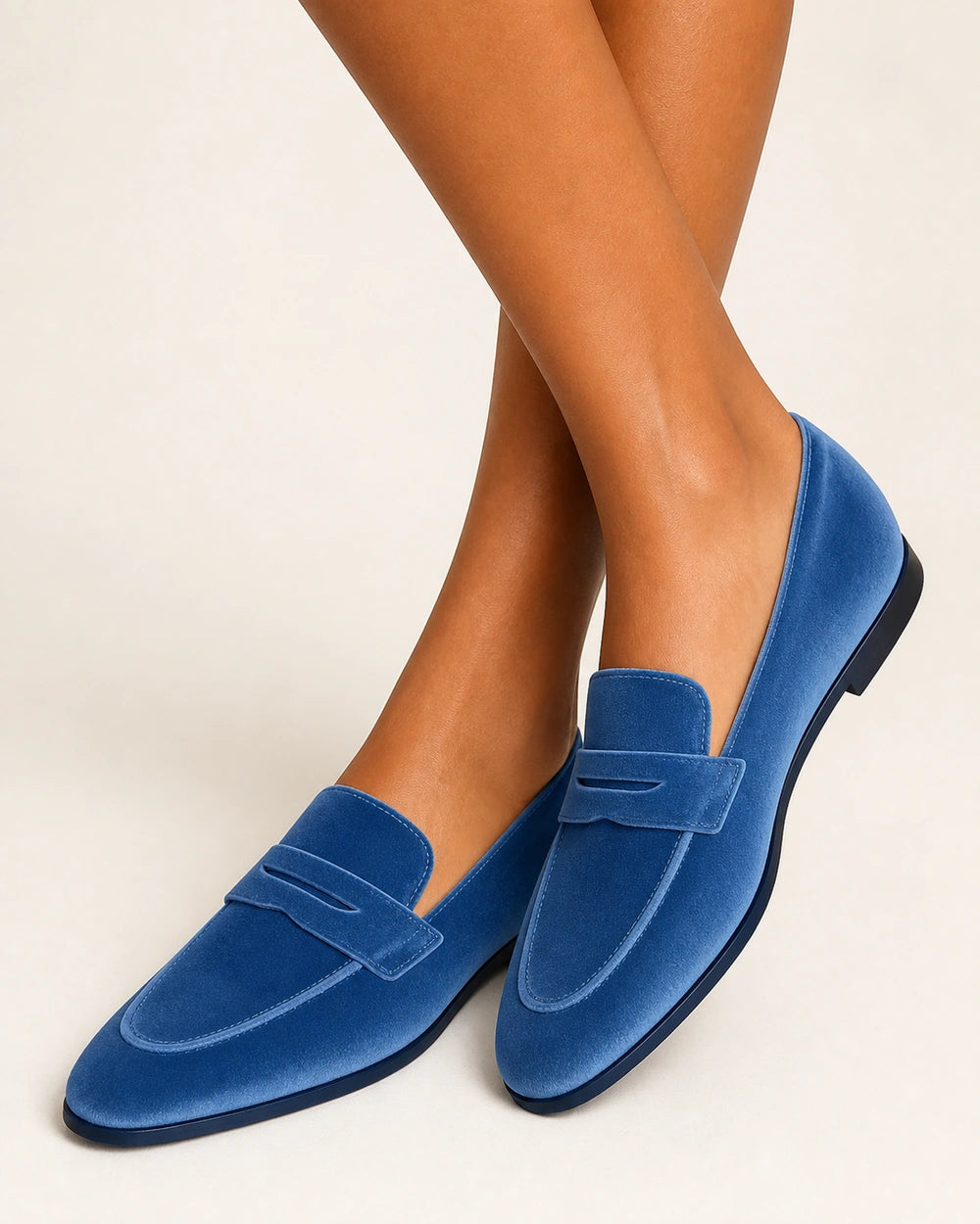 Mocassins femme bleus à bride ton sur ton — image du produit 5