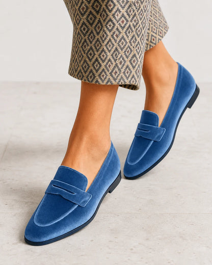Mocassins femme bleus à bride ton sur ton — image du produit 7