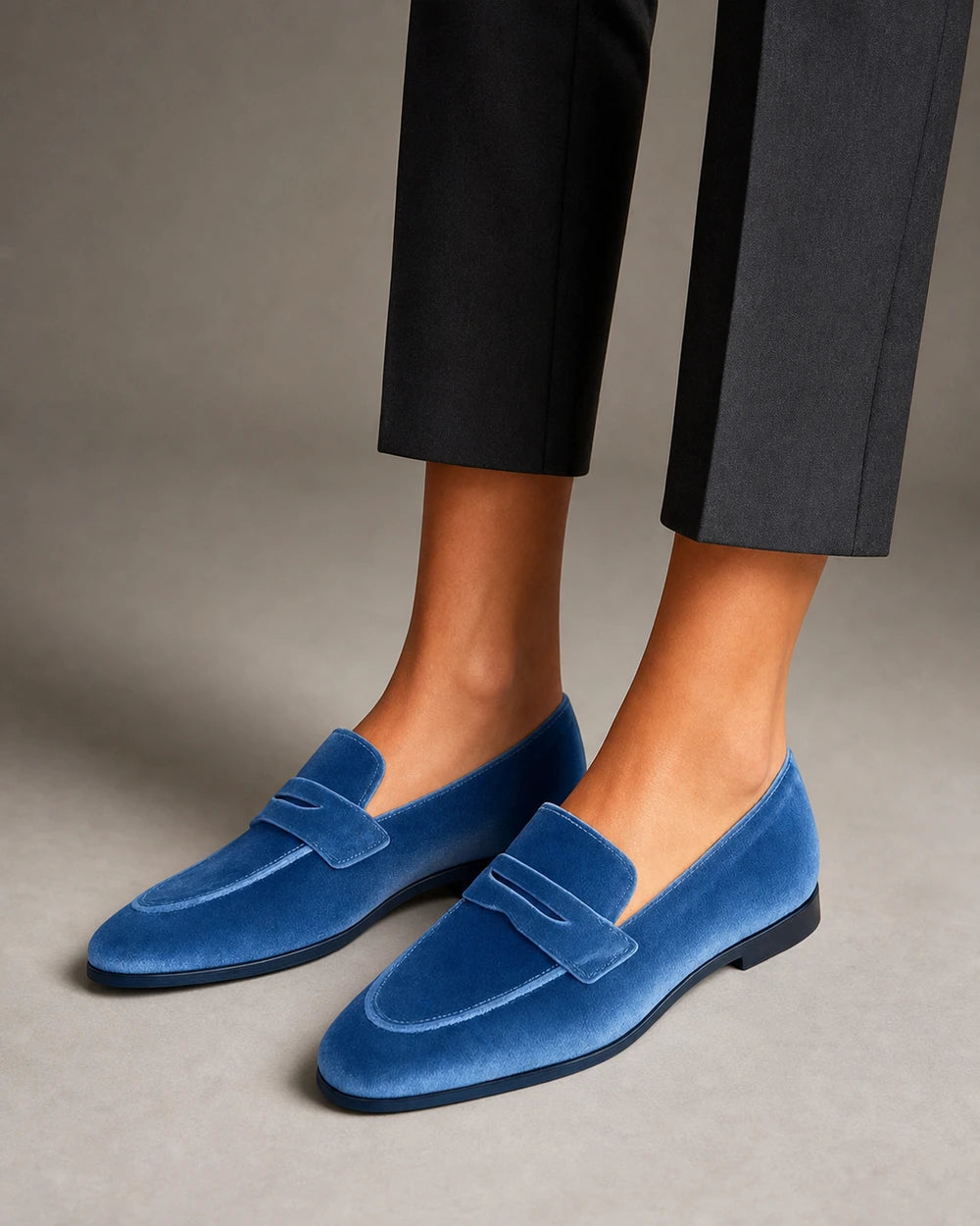 Mocassins femme bleus à bride ton sur ton — image du produit 8